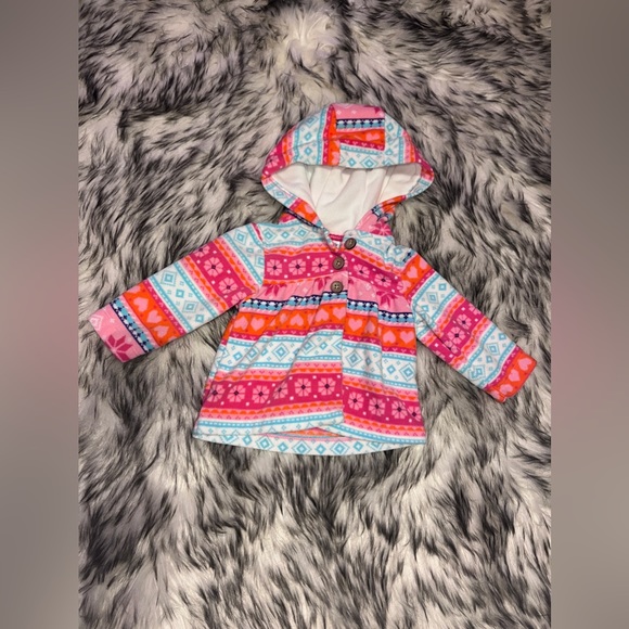 Carter’s Colorful Fleece Hooded Sweater 6M - Picture 2 of 2